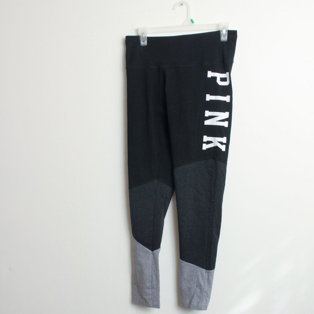 Victoria's Secret PINK Colorblock Yoga Leggings Womens Large Black Gray